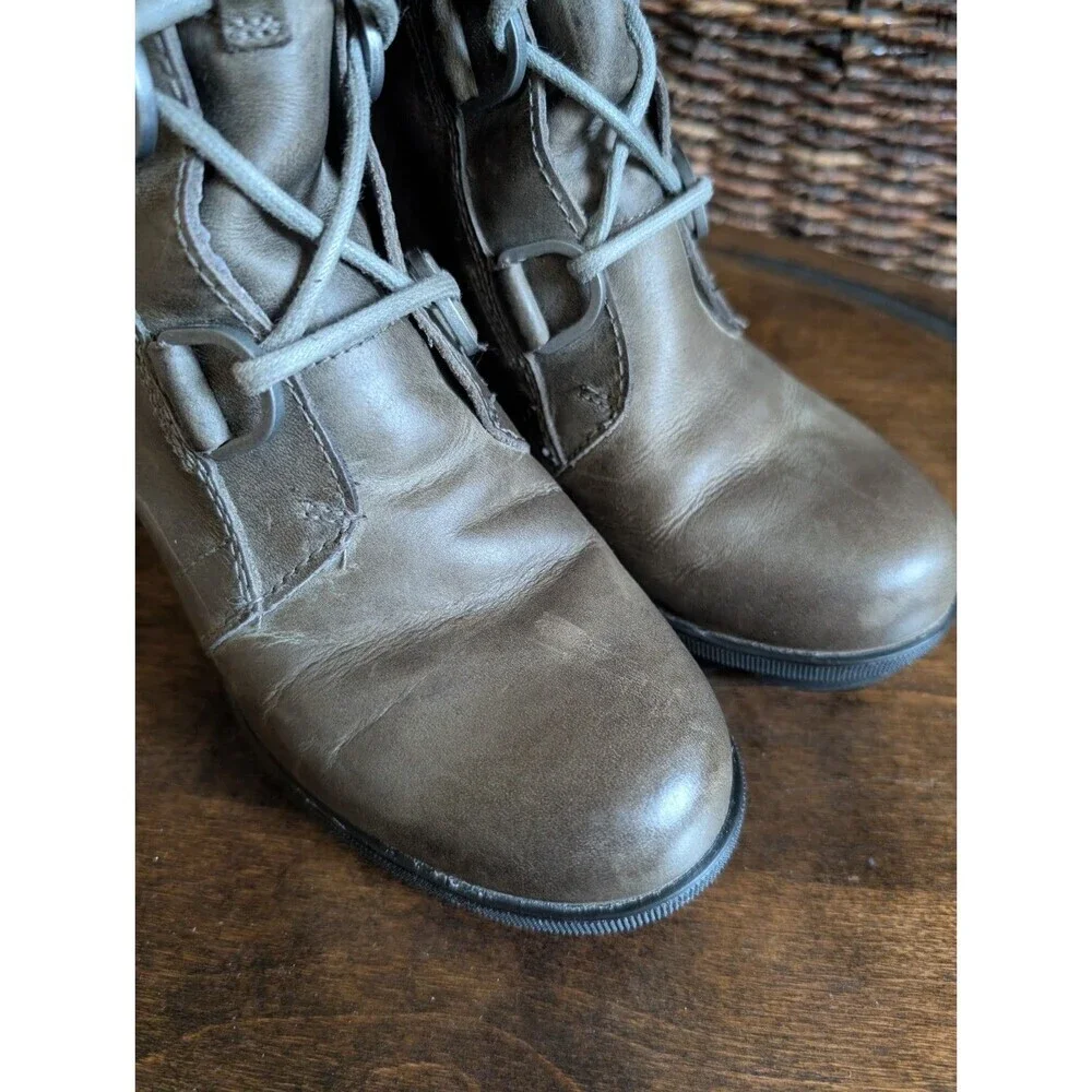 Sorel Joan of Arctic Wedge II Ankle Boots Leather Women's 7.5 Green Winter Fall